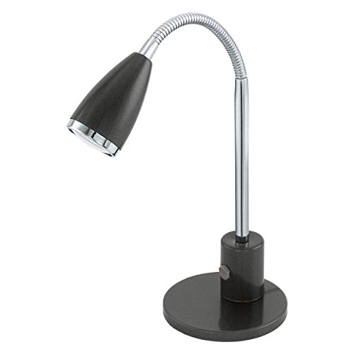 EGLO Tischlampe Fox, 1 flammige Tischleuchte, Klassisch, Schreibtischlampe aus Stahl, Bürolampe in Anthrazit, Chrom, GU10 Fassung von EGLO