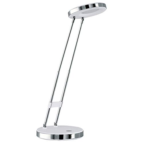 EGLO LED Tischlampe Gexo, 1 flammige Tischleuchte, Klassisch, Schreibtischlampe aus hochwertigem Kunststoff und Stahl, Bürolampe in Weiß, Chrom von EGLO