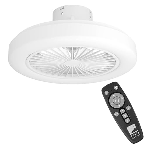 EGLO Deckenventilator mit Beleuchtung Ortona, Ventilator Decke dimmbar mit Fernbedienung, Timer und 3 Geschwindigkeiten, Kunststoff in weiß, warmweiß - kaltweiß, Ø 46 cm von EGLO