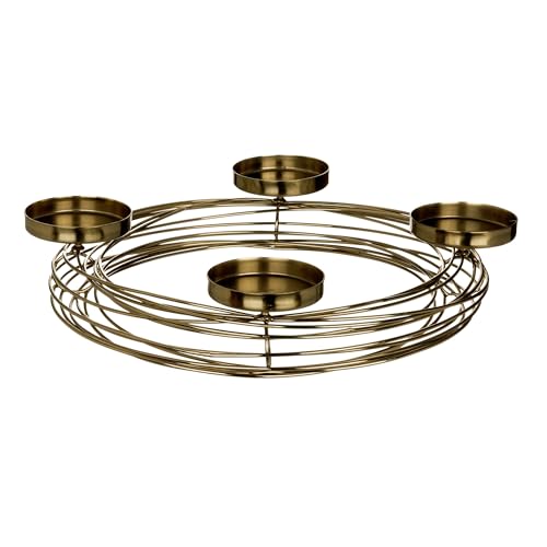 EGLO LIVING Adventskranz Hagony, Kerzenhalter Gestell für 4 Adventskerzen, Advent Kerzenständer für Stumpenkerzen, Tischdeko Weihnachten aus Metall in Gold, ⌀ 36 cm von EGLO LIVING