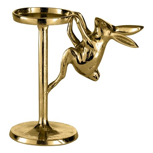 EGLO LIVING Deko Kerzenhalter Ostern Lonkintsy, Kerzenständer für Stumpenherzen, Osterdeko Kerzen Ständer mit Osterhase, Frühlingsdeko aus Aluminium in Gold, 19 cm von EGLO LIVING