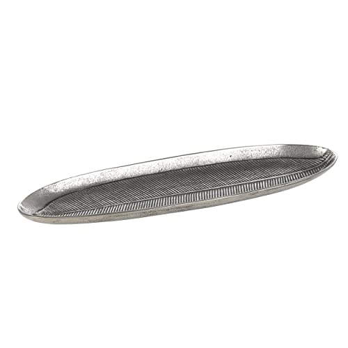 EGLO LIVING Dekoschale Forleyet, elegante Schale zum Dekorieren im Blatt-Design, Metallschale aus Aluminium in Nickel-Antik, 54 x 16,5 cm von EGLO LIVING