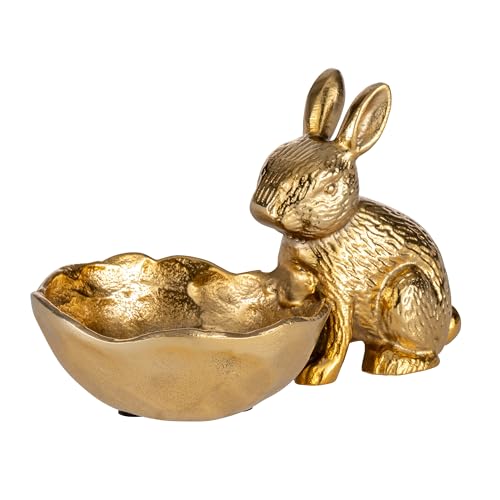 EGLO LIVING Dekoschale Ostern Ambalava, Deko Schale mit Osterhase, Elegante Osterschale zum Dekorieren, Osterdeko aus Aluminium in Gold, 20 x 12 cm von EGLO LIVING