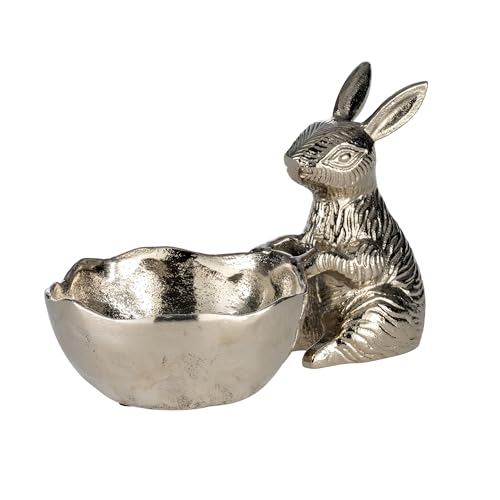 EGLO LIVING Dekoschale Ostern Ambalava, Deko Schale mit Osterhase, Elegante Osterschale zum Dekorieren, Osterdeko aus Aluminium in Silber, 25 x 16 cm von EGLO LIVING