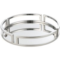 Eglo - living Dekotablett Savant, Spiegel Tablett zum Dekorieren mit Rand, Deko Serviertablett rund aus Metall in Chrom, Spiegeltablett ø 38 cm von EGLO