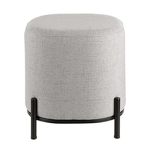 EGLO LIVING Hocker Mashike, minimalistischer Sitzhocker, runder Couch Beistellhocker, Pouf aus Textil in Grau und Metall in Schwarz, Ø 38 cm von EGLO LIVING