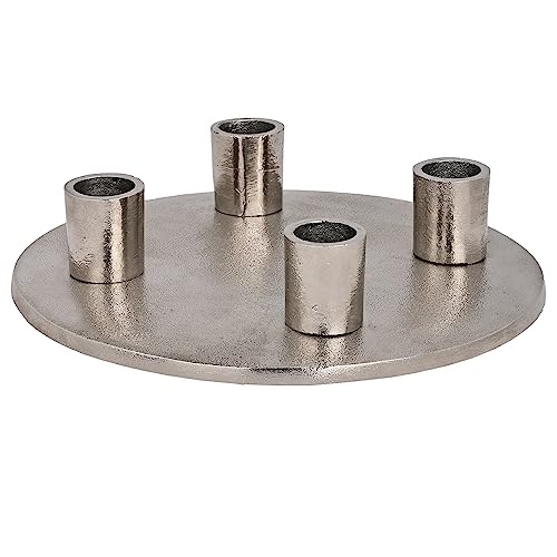 EGLO LIVING Kerzenhalter Jellicoe, eleganter Kerzenständer für 4 Stabkerzen, runder Stabkerzenhalter aus Metall in Nickel, Tischdeko Weihnachten, Ø 20 cm von EGLO LIVING