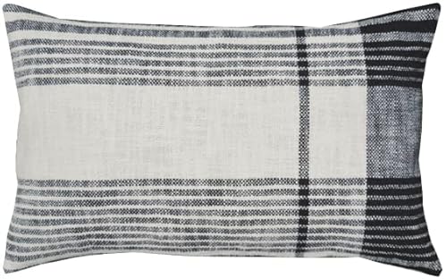 EGLO LIVING Kissen Chevery, Couch Zierkissen minimalistisch, Dekokissen aus Baumwolle und Polyester in Schwarz Weiß gewebt, Kissenbezug mit Inlett, Sofakissen 50x30 cm von EGLO LIVING