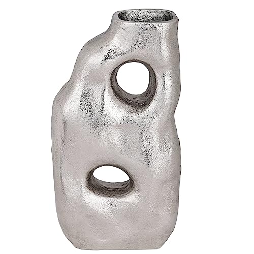 EGLO LIVING Metallvase Tadoussac, Elegante Deko Vase, organisch geformte Dekovase für Wohnzimmer, Blumenvase Handmade aus Metall in Nickel, Tischdeko 13,5 x 25 cm von EGLO LIVING