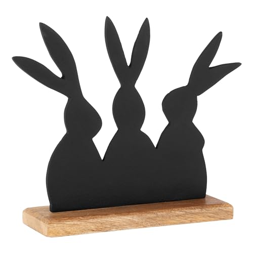 EGLO LIVING Osterdeko Hase Amoatsy, Deko Figur Ostern Frühling, Frühlingsdeko Osterhase, rustikale Tischdeko, Osterfigur aus Holz und schwarzem Aluminium, 27 x 22,3 cm von EGLO LIVING