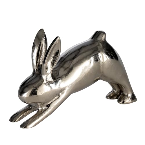 EGLO LIVING Osterdeko Yoga Hase Vohilava, Deko Figur Ostern Frühling, Frühlingsdeko Osterhase, Tischdeko Osterfigur aus Aluminium in Silber, 20 x 12 cm von EGLO LIVING