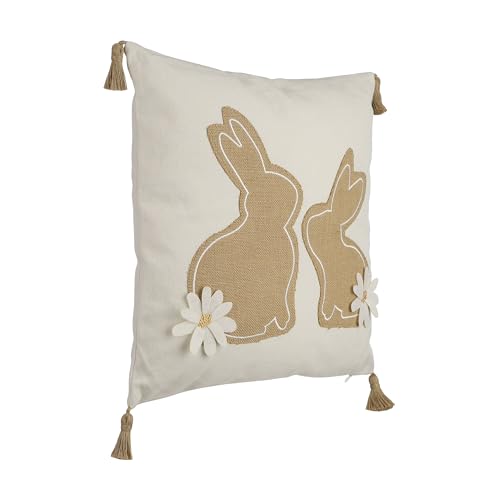 EGLO LIVING Osterkissen Chevery, Deko Kissen Frühling und Ostern, Couch Dekokissen Osterhase, Kissenbezug mit Inlett aus Polyester, Osterdeko in weiß und braun, 45x45 cm von EGLO LIVING