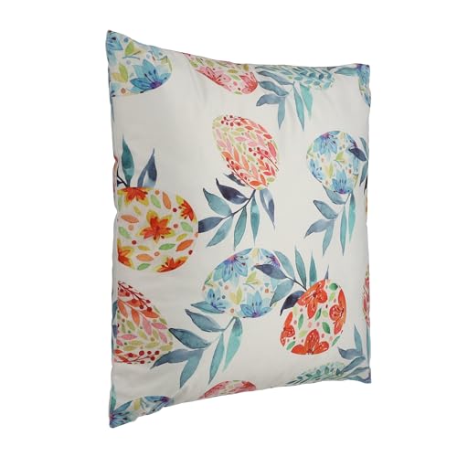 EGLO LIVING Osterkissen Gebeng, Deko Kissen Frühling und Ostern, Couch Dekokissen mit Blumen und Ostereiern, Kissenbezug mit Inlett aus Polyester, Osterdeko bunt, 45x45 cm von EGLO LIVING