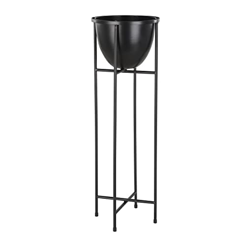 EGLO LIVING Pflanzenständer Shikabe, minimalistischer Blumenständer mit Topf, Pflanzschale für Innen mit Ständer, Übertopf mit Beinen, Blumentopf hoch aus Metall in Schwarz, 73 cm von EGLO LIVING