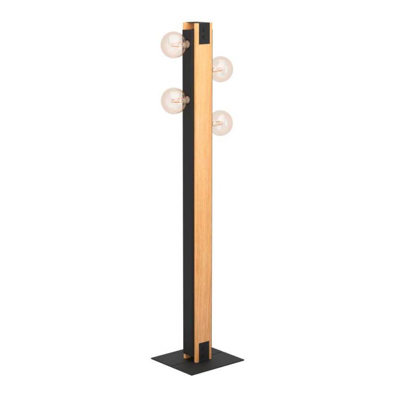 EGLO LAYHAM Stehleuchte Holz braun, schwarz 4x E27 Fußtrittschalter,mit Kabel+EU-Stecker 127,5cm von EGLO Leuchten
