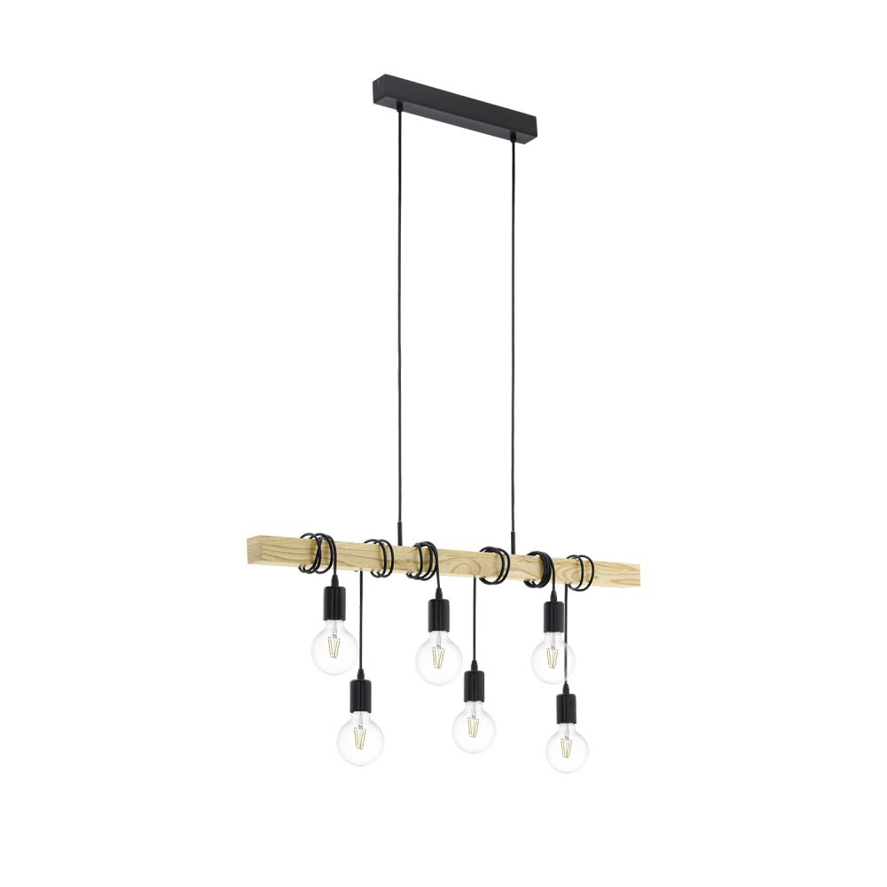 EGLO TOWNSHEND Pendelleuchte 6-flg. E27 Holzbalken design 1000mm braun von EGLO Leuchten