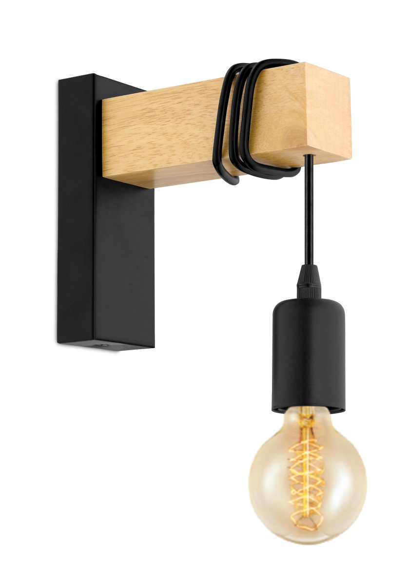 Wandlampe Vintage EGLO TOWNSHEND Eiche-Optik, schwarz E27 von EGLO Leuchten