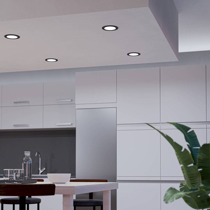 EGLO connect Smart-LED-Einbaulampe Fueva 6-Z, schwarz, Ø12cm von EGLO connect