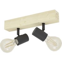 Eglo - 2er Spot Townshend 3 schwarz natur 30 x 5 cm E27 Deckenlampen & Kronleuchter von EGLO