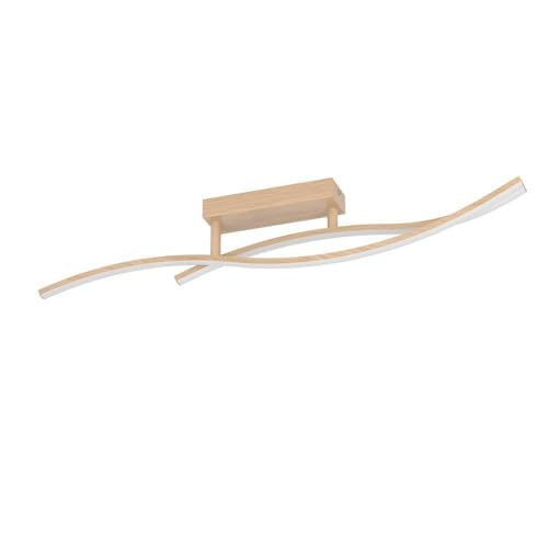 EGLO LED Deckenlampe Grisolia, geschwungene Deckenleuchte, Wohnzimmerlampe aus Metall und Kunststoff in Holz-Optik, neutralweiß, L 84,9 cm EGLO LED Deckenlampe Grisolia, geschwungene Deckenleuchte, Wohnzimmerlampe aus Metall und Kunststoff in Holz-Optik, neutralweiß, L 84,9 cm von EGLO