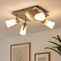 Deckenlampe Spotleuchte verstellbar Deckenleuchte Wohnzimmerlampe, nickel matt Glas satinierte, 4x G9, LxB 28x24 cm Eglo 90402 von EGLO