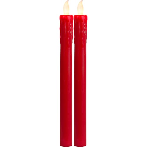 EGLO 2er Set LED Kerzen, Kerzenlicht flackernd für Kerzenleuchter, batteriebetriebene Weihnachtsdeko, künstliche Stabkerzen aus Echtwachs in Rot, elektrische Wachskerzen warmweiß, 25 cm EGLO 2er Set LED Kerzen, Kerzenlicht flackernd für Kerzenleuchter, batteriebetriebene Weihnachtsdeko, künstliche Stabkerzen aus Echtwachs in Rot, elektrische Wachskerzen warmweiß, 25 cm von EGLO