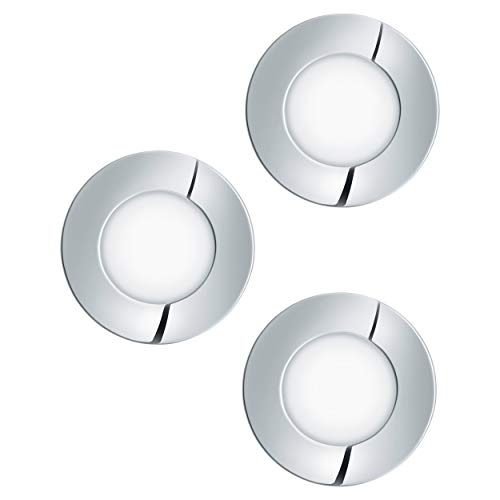 EGLO 3-er Set LED Einbaustrahler Fueva 1, Ø 8,5 cm, LED Spots Set aus Metallguss und Kunststoff, 3 LED Einbauleuchten in Chrom, Weiß, Einbaustrahler LED flach, warmweiß EGLO 3-er Set LED Einbaustrahler Fueva 1, Ø 8,5 cm, LED Spots Set aus Metallguss und Kunststoff, 3 LED Einbauleuchten in Chrom, Weiß, Einbaustrahler LED flach, warmweiß von EGLO