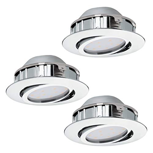 EGLO 3-er Set LED Einbaustrahler Pineda, LED Spots aus Kunststoff, 3 LED Einbauleuchten in Chromfarben, Einbaustrahler LED flach und schwenkbar, Einbaustrahler Set warmweiß, Ø 8,4 cm EGLO 3-er Set LED Einbaustrahler Pineda, LED Spots aus Kunststoff, 3 LED Einbauleuchten in Chromfarben, Einbaustrahler LED flach und schwenkbar, Einbaustrahler Set warmweiß, Ø 8,4 cm von EGLO