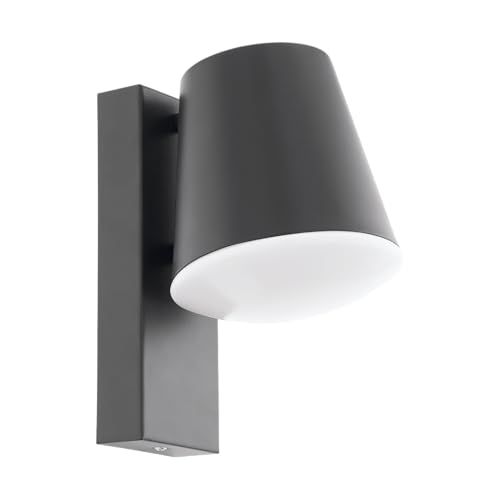 EGLO Smart Home LED Wandlampe Caldiero-C, Wandleuchte außen, Außenlampe aus Stahl verzinkt in anthrazit, Kunststoff in weiß, Außenleuchte mit E27 Fassung, IP44 von EGLO