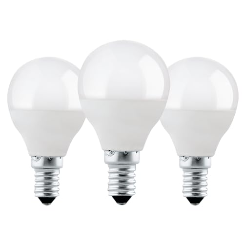 EGLO 3er Set E14 LED Lampen, Glühbirnen Milky, Tropfenform, je 4,9 Watt, Leuchtmittel warmweiß, 3000k, Glühlampe P45, Ø 4,5 cm von EGLO