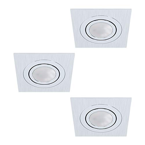 EGLO 3er-Set Einbaustrahler Areitio, Spots Set aus gebürstetem Aluminium, 3 Einbauleuchten mit GU10 Fassung, LED Leuchtmittel inklusive, Spot flach, schwenkbar, L x B 9,5 cm EGLO 3er-Set Einbaustrahler Areitio, Spots Set aus gebürstetem Aluminium, 3 Einbauleuchten mit GU10 Fassung, LED Leuchtmittel inklusive, Spot flach, schwenkbar, L x B 9,5 cm von EGLO