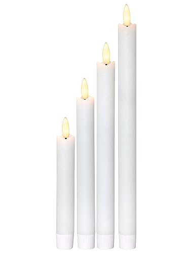 EGLO 4er Set flackernde LED Kerzen, Kerzenlicht für Kerzenleuchter mit Timer-Funktion, batteriebetriebene Wachkerzen, künstliche Stabkerzen aus Echtwachs in Weiß, warmweiß EGLO 4er Set flackernde LED Kerzen, Kerzenlicht für Kerzenleuchter mit Timer-Funktion, batteriebetriebene Wachkerzen, künstliche Stabkerzen aus Echtwachs in Weiß, warmweiß von EGLO