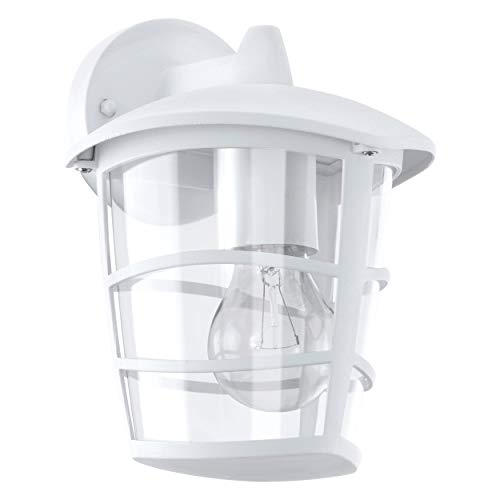EGLO Außen-Wandlampe Aloria, 1 flammige Außenleuchte, Wandleuchte aus Aluguss und Kunststoff, Farbe: Weiß, Fassung: E27, IP44 von EGLO