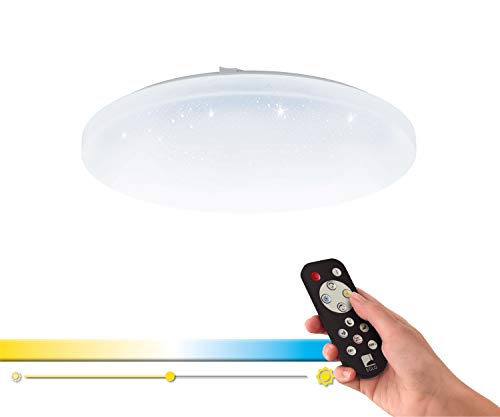EGLO Access LED Deckenleuchte Frania-A, 1 flammige Wandlampe mit Kristall-Effekt aus Stahl und Kunststoff, Weiß, mit Fernbedienung, Farbtemperaturwechsel (warm, neutral, kalt), dimmbar, Ø 40 cm von EGLO