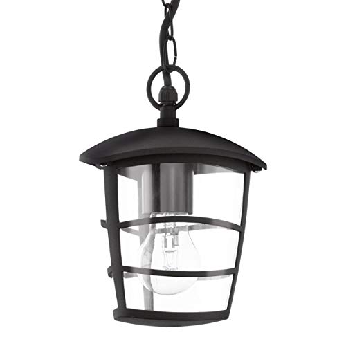 EGLO Außen-Hängelampe Aloria, 1 flammige Außenleuchte, Pendelleuchte aus Aluguss und Kunststoff, Farbe: Schwarz, Fassung: E27, IP44 von EGLO