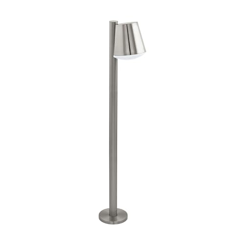 EGLO Außen-Stehlampe Caldiero, 1 flammige Außenleuchte, Wegeleuchte aus Edelstahl und Kunststoff, Farbe: Silber, weiß, Fassung: E27, IP44 von EGLO