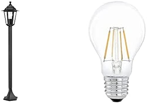 EGLO Außen-Stehlampe Laterna 4, Außenleuchte inkl. LED Leuchtmittel, Stehleuchte aus Aluguss und Glas, Schwarz, IP44 von EGLO