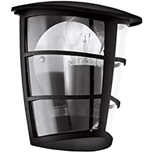 EGLO Außen-Wandlampe Aloria, 1 flammige Außenleuchte, Wandleuchte aus Aluguss und Kunststoff, Farbe: Schwarz, Fassung: E27, IP44 von EGLO