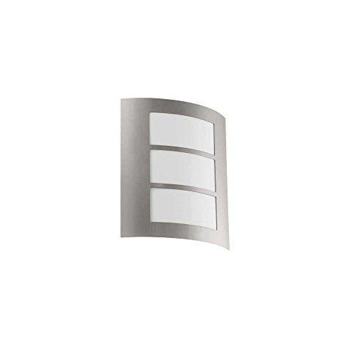 EGLO Außen-Wandlampe City, 1 flammige Außenleuchte, Wandleuchte aus Edelstahl in Silber, Kunststoff in Weiß, E27 Fassung, IP44 von EGLO