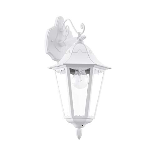 EGLO Außen-Wandlampe Navedo, 1 flammige Außenleuchte, Wandleuchte aus Aluguss und Glas, Farbe: Weiß, Fassung: E27, IP44 von EGLO