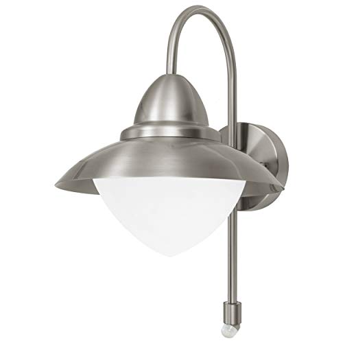 EGLO Außen-Wandlampe Sidney, 1 flammige Außenleuchte, Sensor-Wandleuchte aus Edelstahl, Glas: Weiß, opal-matt, Silber, E27 Fassung, inkl. Bewegungsmelder, IP44 EGLO Außen-Wandlampe Sidney, 1 flammige Außenleuchte, Sensor-Wandleuchte aus Edelstahl, Glas: Weiß, opal-matt, Silber, E27 Fassung, inkl. Bewegungsmelder, IP44 von EGLO