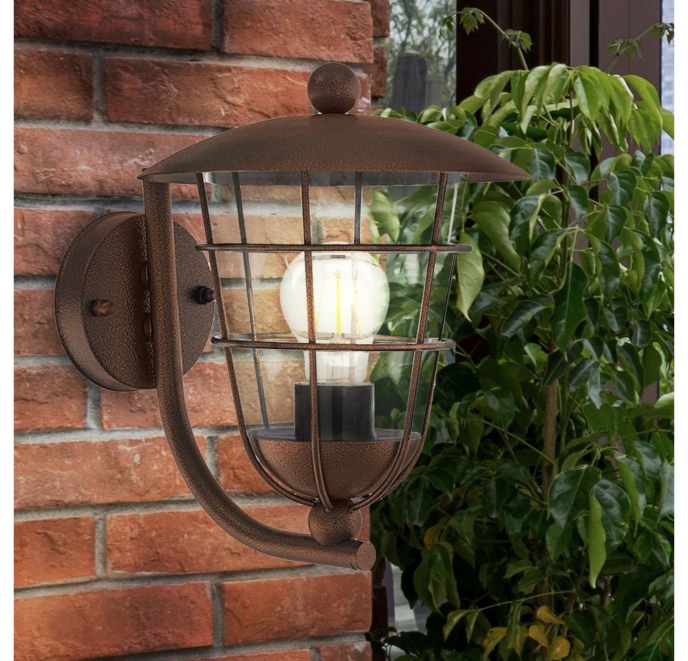 EGLO Außen-Wandleuchte, Leuchtmittel nicht inklusive, Außen Wand Lampe VINTAGE Laterne schwarz Garten Fassaden von EGLO