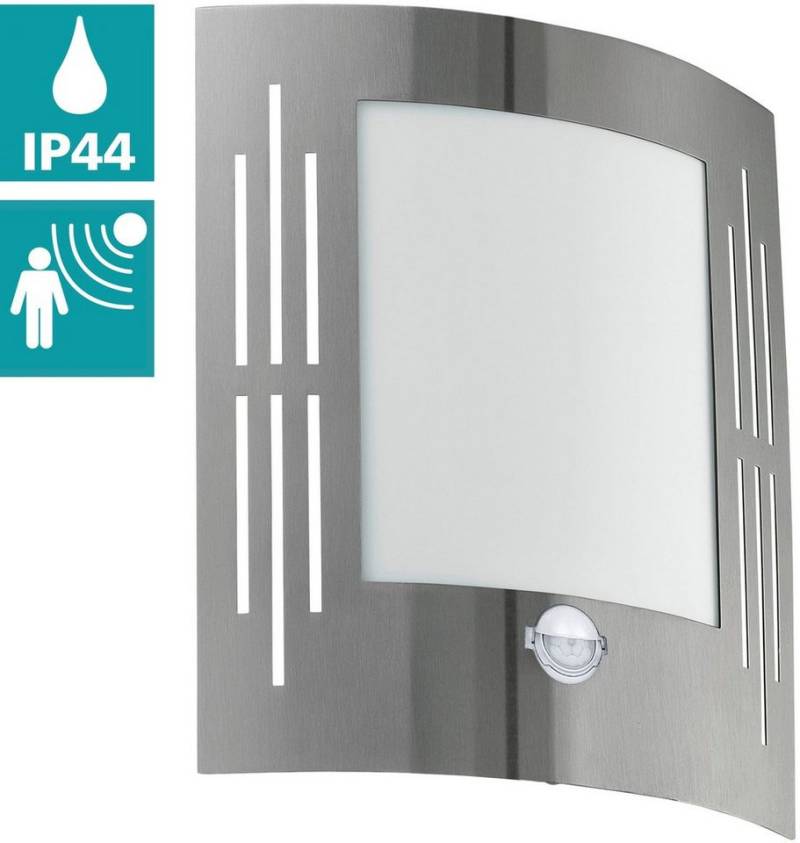 EGLO Außen-Wandleuchte CITY Wandleuchte, Außenbeleuchtung, Edelstahl, exkl. Leuchtmittel, Bewegungsmelder, Bluetooth, Dimmfunktion, Farbwechsel, ohne Leuchtmittel, IP44, Außen-Wandlampe, Garten, Terasse, Garage, Balkon, 23,5x26x9cm EGLO Außen-Wandleuchte CITY Wandleuchte, Außenbeleuchtung, Edelstahl, exkl. Leuchtmittel, Bewegungsmelder, Bluetooth, Dimmfunktion, Farbwechsel, ohne Leuchtmittel, IP44, Außen-Wandlampe, Garten, Terasse, Garage, Balkon, 23,5x26x9cm von EGLO