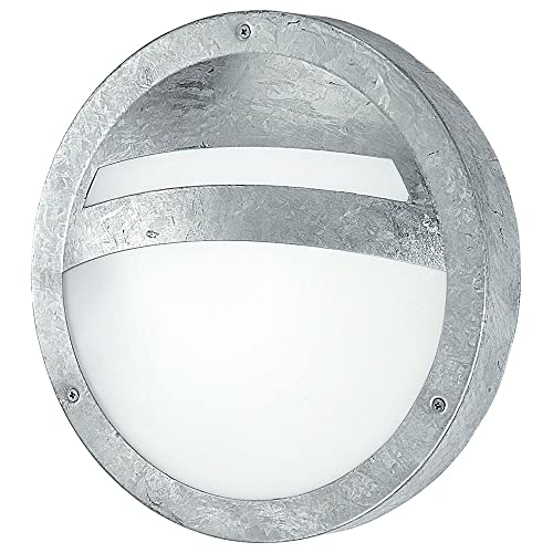 EGLO Aussen Wandleuchte rund Wandlampe für Außen Fassadenleuchte Stahl verzinkt, Glas weiß, LED 7W 900Lm warmweiß, DxH 28,5x8,3 cm EGLO Aussen Wandleuchte rund Wandlampe für Außen Fassadenleuchte Stahl verzinkt, Glas weiß, LED 7W 900Lm warmweiß, DxH 28,5x8,3 cm von EGLO