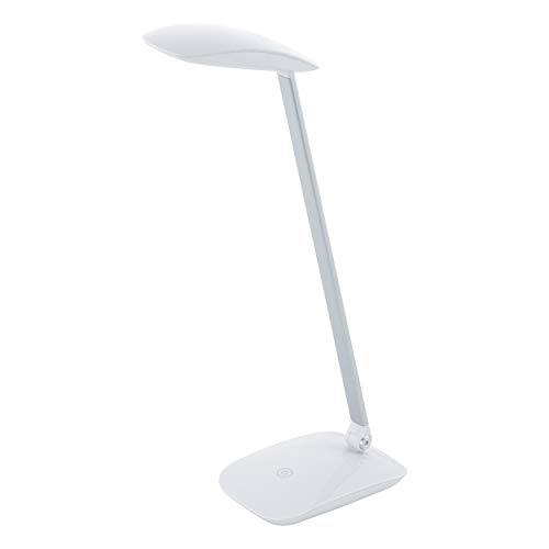 EGLO LED Tischlampe Cajero, 1 flammige Tischleuchte mit Touch, dimmbar, USB Lampe, Schreibtischlampe, Minimalismus aus hochwertigem Kunststoff, Bürolampe in Weiß von EGLO