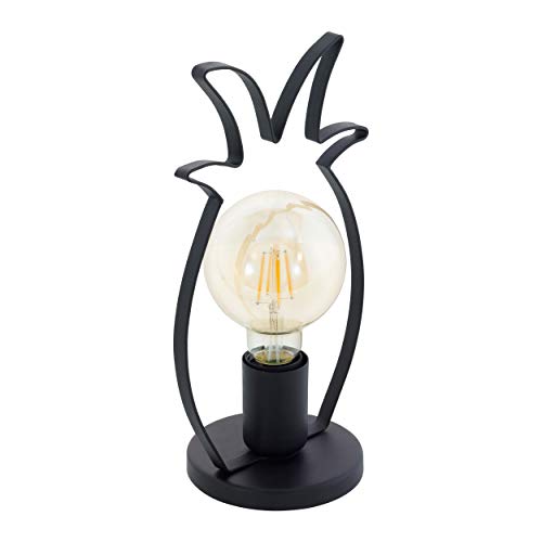 EGLO Tischlampe Coldfield, 1 flammige Tischleuchte Vintage, Retro, Nachttischlampe aus Stahl, Wohnzimmerlampe in Schwarz, Ananas Lampe mit Schalter, E27 Fassung von EGLO
