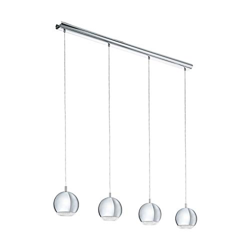 EGLO LED Pendelleuchte Conessa, 4 flammige Hängelampe, Hängeleuchte aus Metall und Kunststoff, Esstischlampe in Chrom, Klar, Wohnzimmerlampe hängend mit GU10 Fassung von EGLO
