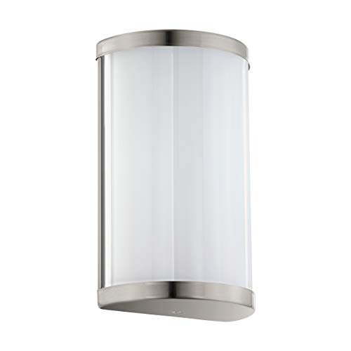 EGLO LED Wandlampe Pedristella, 2 flammige Wandleuchte, Wandbeleuchtung für Innen aus Metall und Kunststoff, Wohnzimmerlampe in Nickel-Matt, Weiß, LED Flurlampe warmweiß von EGLO