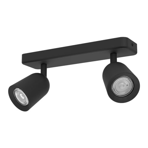 EGLO Deckenlampe 2-flammig Camaldoli, Deckenstrahler mit flexiblen 3 Strahlern, Spot Deckenleuchte aus Stahl in Schwarz, GU10 Fassung von EGLO