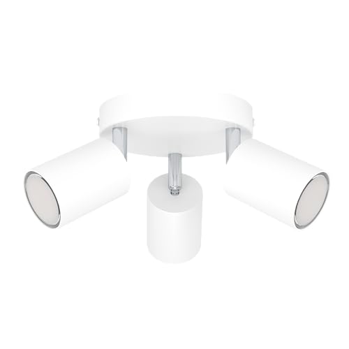 EGLO Deckenlampe 3-flammig Reciso-E, Deckenstrahler für Schlafzimmer und Flur, Spot Deckenleuchte aus Stahl in Weiß, GU10 Fassung von EGLO